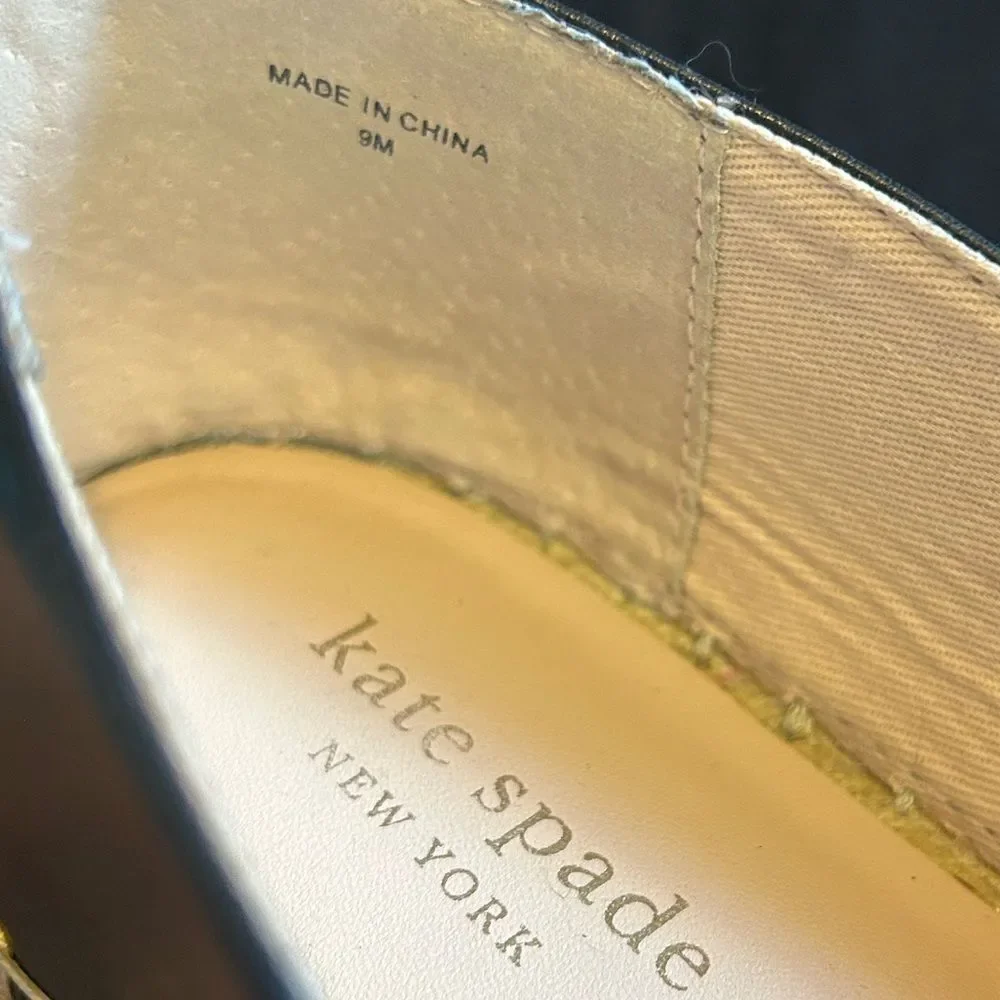 Kate Spade Black Espadrille Flats Size 9M Worn once